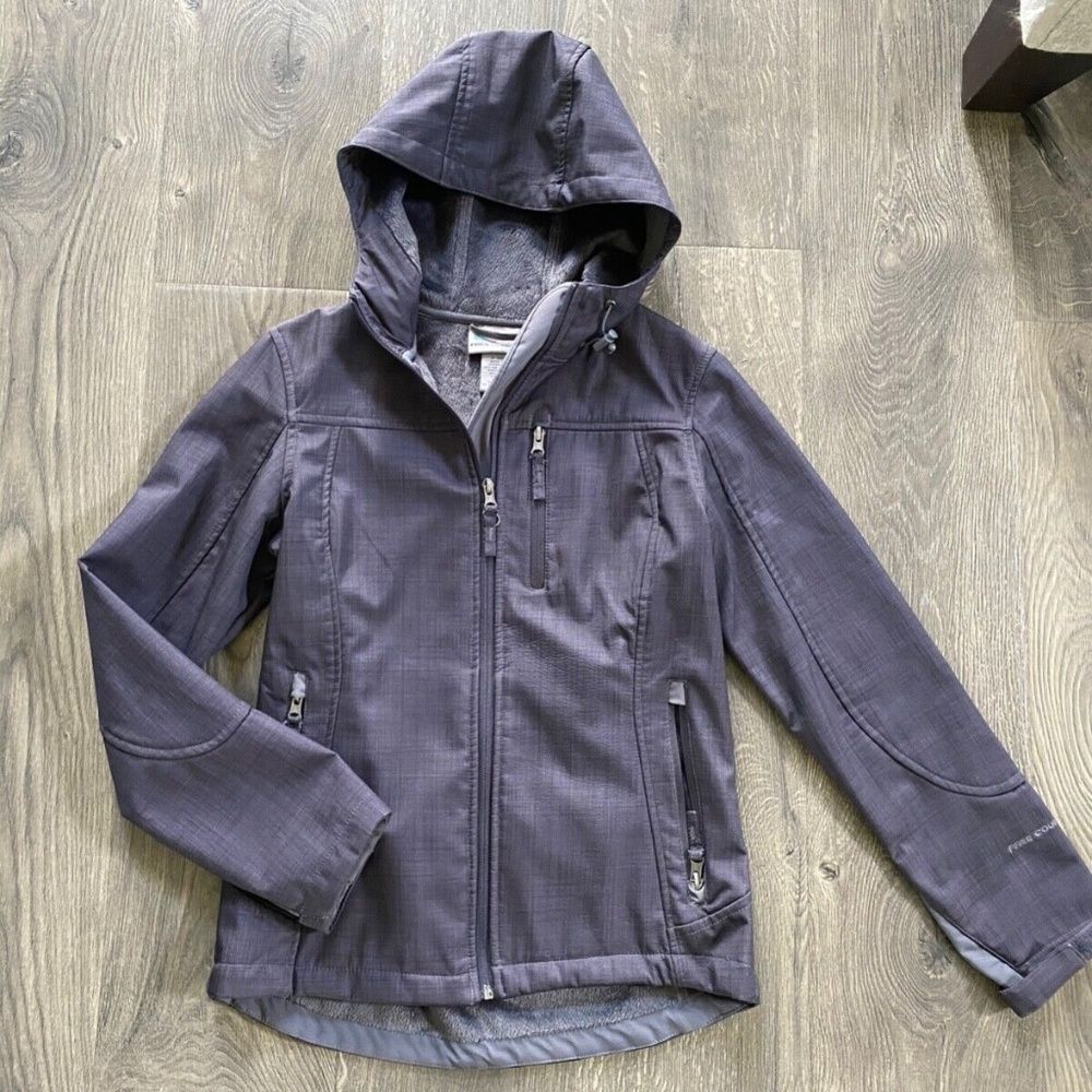 Free Country Gray Softshell Fur Lined‎ Thermo Ski Snow XS Jacket Coat X-Small